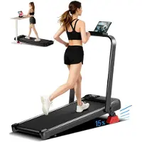 Robore U18F Klappbares Laufband mit 15% Steigung – Leiser 2,5 PS Motor, bis 136 kg belastbar, 3 manuelle Steigungen (2%/10%/15%), Kompaktes Faltmaß vo