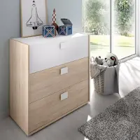 Dmora Kommode Sella 80x43x81 cm Braun 3 Schubladen