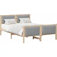 Syfax Bettrahmen mit Kopfteil Hellgrau 140 x 190 cm Stoff