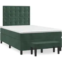 Syfax Boxspringbett mit Matratze Dunkelgrün 120x200 cm Samt