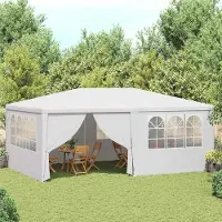 PUEAZU Profi-Partyzelt mit Seitenwänden 4×6 m Weiß 90 g/m² - Pavillons & Partyzelte &47805