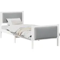 Syfax Bettrahmen mit Kopfteil Hellgrau 80 x 200 cm Stoff