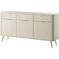 Selsey Oval - Sideboard Kombikommode mit drei Schubladen, Beige, 163,5 cm breit