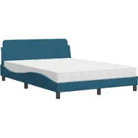 Syfax Bett mit Matratze "Dover" Blau 140x190 cm Samt