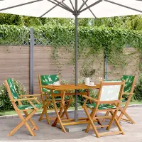 vidaXL "2026 Promotion" Gartenstühle 4 Stk. - Hohe Qualität - Klappbar Grün Stoff und Massivholz - Gartenstühle CC12002
