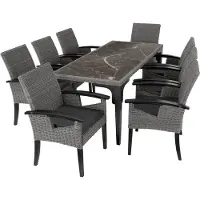 TecTake Rattan Tisch Foggia mit 8 Stühlen Rosarno mit stabilen Holzgestellen