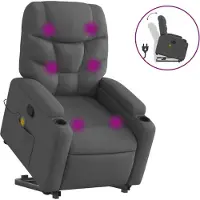 Syfax Massagesessel mit Aufstehhilfe Dunkelgrau Stoff