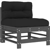 vidaXL Mittelsofa mit Kissen Grau Massivholz Kiefer