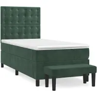 Syfax Boxspringbett mit Matratze Dunkelgrün 100x200 cm Samt