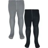 Minymo Strumpfhosen - 2er-Pack - Bambus - Rib - Sleet - - 68/74 - Strumpfhosen