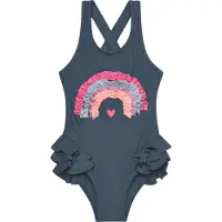 Color Kids - Kid's Swimsuit with Application - Badeanzug Gr 140 blau