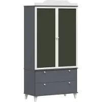 Syfax Kreidetafel Kleiderschrank ROROS Grau und Weiß 90 x 45 x 180 cm