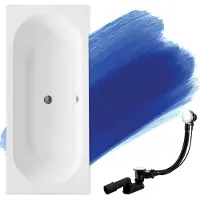 Badland Badewanne Rechteck Vitae SLIM 160x75 Rand 15mm mit Ablaufgarnitur und Füßen GRATIS ohne Verkleidung