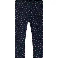 Name It Mini Leggings m. Fleece - NmfDavina - Dark Sapphire/Heart AOP - - 2 Jahre (92) - Leggings