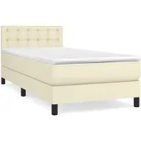 Syfax Boxspringbett mit Matratze Creme 100x200 cm Kunstleder