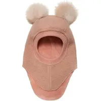 Huttelihut Schlupfmütze Merinowolle mit Bommel, Rose Melange, 52