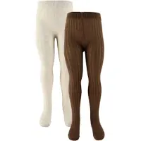 Minymo Strumpfhosen - 2er-Pack - Solid Rib - Drossel - - 128/134 - Strumpfhosen