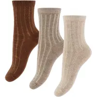 Minymo - Kid's Wool Socks Rib 3-Pack - Multifunktionssocken Gr 19-22 beige