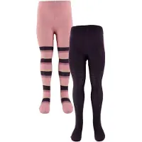 Minymo Strumpfhosen - 2er-Pack - Lila/Rose Gestreift m. Gold - - 104/110 - Strumpfhosen