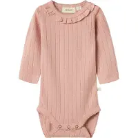 Name it Lil' Atelier Body l/ä - NbfRachel - Noos - Misty Rose m. Lochmus - - 62 - Body L/Ä