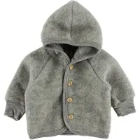 Engel - Kinder Kapuzenjacke mit Holzknöpfen - Wolljacke Gr 110/116 grau