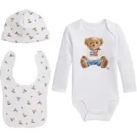 Ralph Lauren Geschenkbox - Babylätzchen/Mütze/Body l/ä - We - - 62 - Body L/Ä