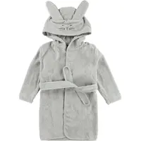 Pippi Baby Bademantel - Grau m. Kaninchen - - 122/128 - Bademäntel