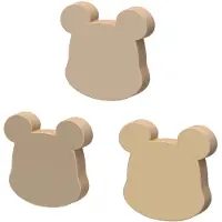Cam Cam Holzbügel - 3er-Pack - 7x7x6,5 cm - Bär - - One Size - Haken