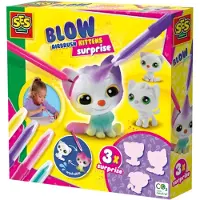 SES Creative 14334 - Blow airbrush Pens - Kätzchen surprise 3x, Mit weichem Fell, Wiederverwendbar nach dem Spielen, Set für Kinder ab 5 Jahren, Malpinsel-Set für Kinder, 5 Jahr(e), Mehrfarbig