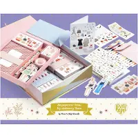 Djeco Papeterie-Set Tinou, 22,5 x 18 x 6 cm, mit abnehmbarem Fach, grafische Mode-Illustrationen