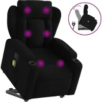 Syfax Massagesessel mit Aufstehhilfe Schwarz Stoff