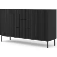 Furnlux Classic FURNLUX Sideboard Ravenna B Schwarz 150cm / Hauptfarbe: Schwarz / Abmessungen: 150 x 89 x 42 cm