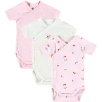 Petit Bateau Wickel Bodys k/ä - 3er-Pack - Weiß/Rosa - - 6 mt - Body K/Ä