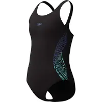 Speedo Badeanzug - Platzierung Muscleback - Schwarz m. Blau - - 5-6 Jahre (110-116) - Bademode