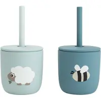 Done by Deer Tiny Farm Silikon 2er-pack Becher Mit Strohhalmen