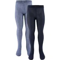 Minymo Strumpfhosen - 2er-Pack - Solid Rib - Marineblau/Blau Mel - - 68/74 - Strumpfhosen