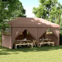 Prolenta Maison Exclusive - Partyzelt Faltbar Pop-Up mit 4 Seitenteilen Braun