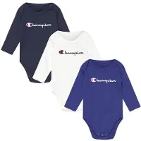 Champion Body l/ä - 3er-Pack - Blau/Weiß/Schwarz - - 74/80 - Body L/Ä