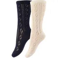 Minymo Socken - 2er-Pack - Elfenbein/Navy - - 31/34 - Socken
