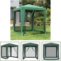 The Living Store Partyzelt mit 4 Mesh-Seitenwänden Grün 2x2 m HDPE