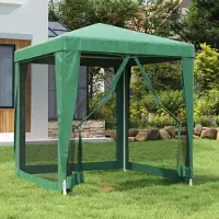 PUEAZU Partyzelt mit 4 Mesh-Seitenwänden Grün 2x2 m HDPE - Pavillons & Partyzelte &4883