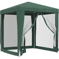 Syfax Partyzelt mit 4 Mesh-Seitenwänden Grün 2x2 m HDPE