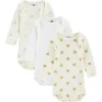 Petit Bateau Body l/ä - 3er-Pack - Weiß m. Gold/Silber - - 3 mt - Body L/Ä