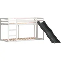 Syfax Etagenbett mit Rutsche & Leiter Weiß 90x190cm Massivholz Kiefer
