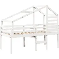 Syfax Hochbett mit Dach Weiß 90x190 cm Massivholz Kiefer