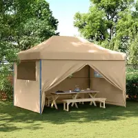 vidaXL Design Partyzelt Faltbar Pop-Up mit 4 Seitenteilen Beige, Pavillons & Partyzelte 2024 Neu
