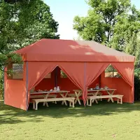 Prolenta Maison Exclusive - Partyzelt Faltbar Pop-Up mit 4 Seitenteilen Terrakottarot