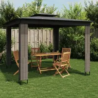vidaXL Best Möbel Pavillon mit Doppeldach Anthrazit 2,94x2,94 m Stahl - Pavillons & Partyzelte CL1595642 1parcel