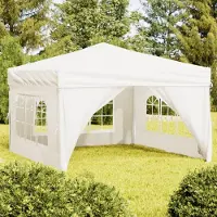 vidaXL Möbel Partyzelt Faltbar mit Seitenwänden Creme 3x3 m - Pavillons & Partyzelte 93522