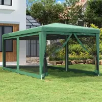 vidaXL Praktischen Partyzelt mit 6 Mesh-Seitenwänden Grün 3x6 m HDPE - Pavillons & Partyzelte ,design Möbel 8294727 1parcel